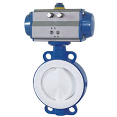 Pneumatic Wafer Butterfly Valve with PTFE Lined