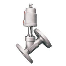Pneumatic Flanged Angle Seat Valve Stainless Steel Head